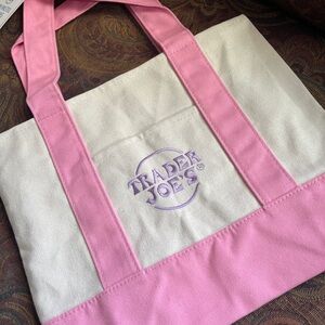 Pink and white Trader Joe’s  Tote Bag